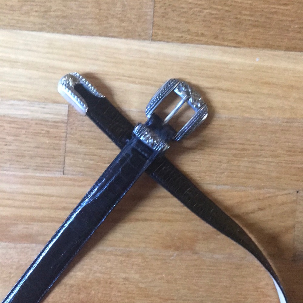 Italian Leather Belt with Silver Buckle.